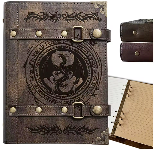 Khaki Dragon Totem A5 fantasy RPG binder notebook