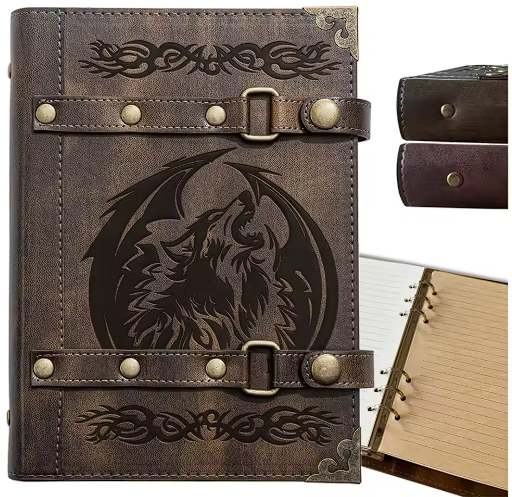 Khaki Wolf A5 fantasy RPG binder notebook