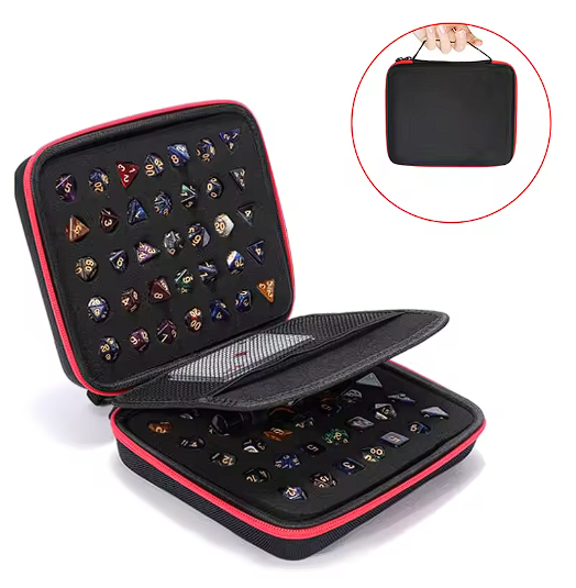 RPG dice carrying case open with carry handle